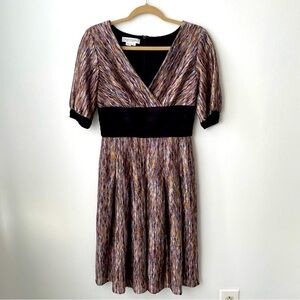Kay Unger Multi Color V Neck Dress Size 6